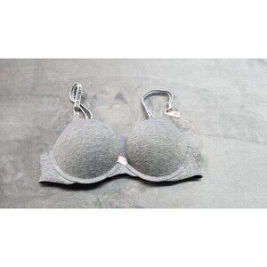 Victoria's Secret 32A Heather Grey Bombshell Add 2 Cups Smooth Push Up Bra NWT